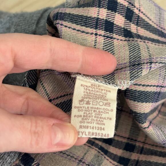 Hem Thread Cardigan Sweater Womens Small Grey Plaid Button Grandpa Grunge Preppy - Picture 10 of 10